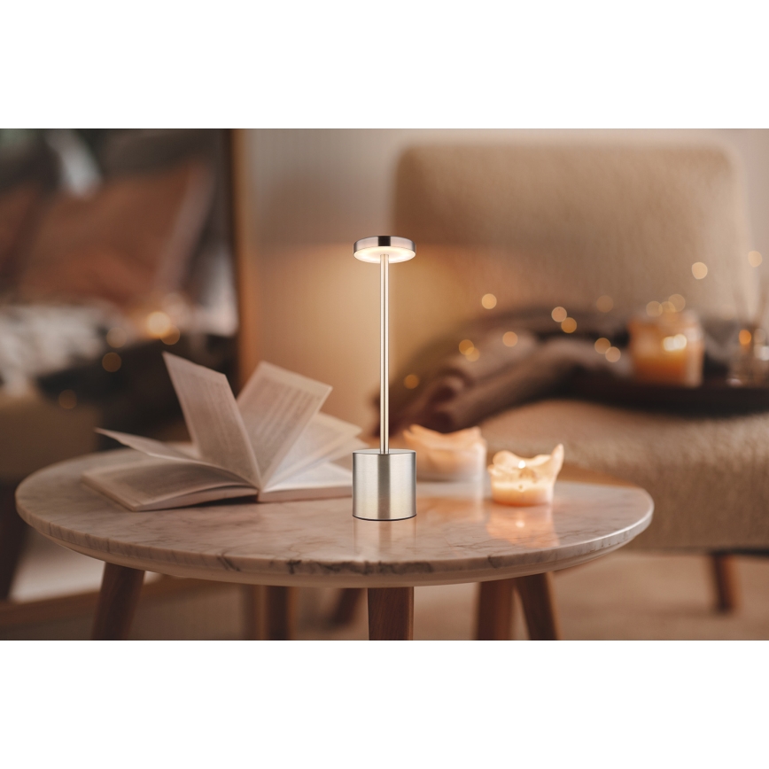 Globo - LED Hämardatav puutetundlik laualamp LED/1,2W/3,7V 2000K/3500K/7000K 1200 mAh USB matt kroom