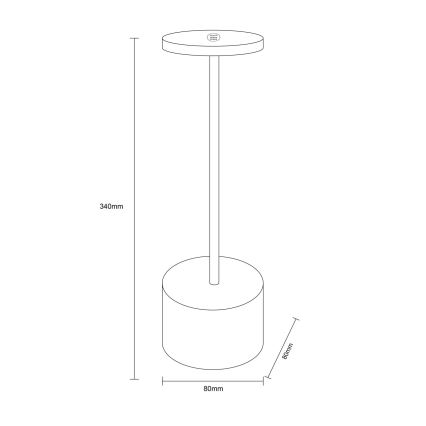 Globo - LED Hämardatav puutetundlik laualamp LED/1,2W/3,7V 2000K/3500K/7000K 1200 mAh USB valge