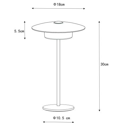 Globo - LED väljas kasutatav laetav puutetundlik lauavalgusti LED/3W/3,7V 1800/2700/3000K IP44 1800 mAh hall