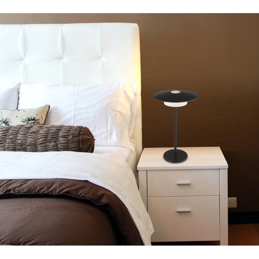 Globo - LED Väli laetav puutetundlik laualamp LED/3W/3,7V 1800/2700/3000K IP44 1800 mAh must