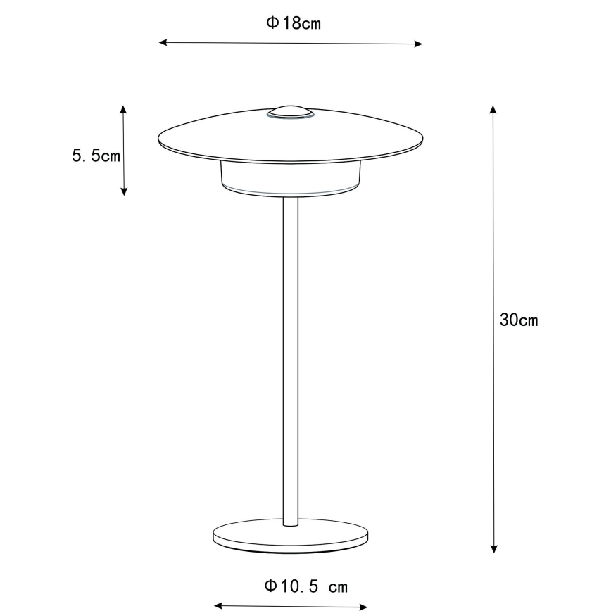 Globo - LED Väli laetav puutetundlik laualamp LED/3W/3,7V 1800/2700/3000K IP44 1800 mAh must