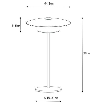 Globo - LED Väli laetav puutetundlik laualamp LED/3W/3,7V 1800/2700/3000K IP44 1800 mAh valge