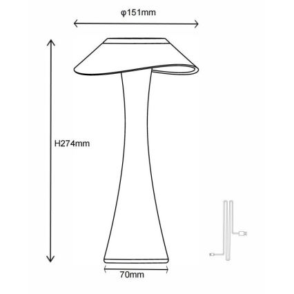 Globo - LED Hämardatav laetav laualamp LED/2,5W/3,7V 1200mAh 2700K/4500K/6500K kuldne