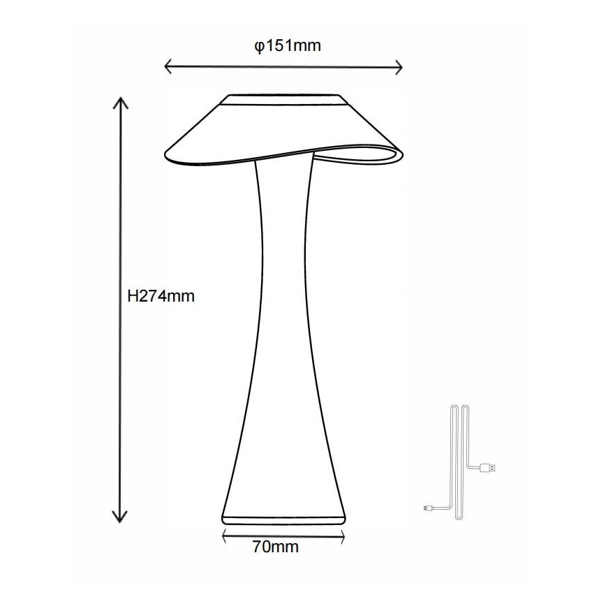 Globo - LED Hämardatav laetav laualamp LED/2,5W/3,7V 1200mAh 2700K/4500K/6500K kuldne