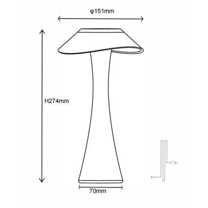 Globo - LED Hämardatav laetav laualamp LED/2,5W/3,7V 1200mAh 2700K/4500K/6500K valge