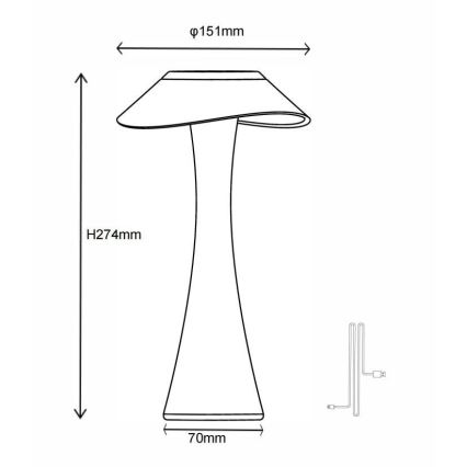 Globo - LED Hämardatav laetav laualamp LED/2,5W/3,7V 1200mAh 2700K/4500K/6500K must