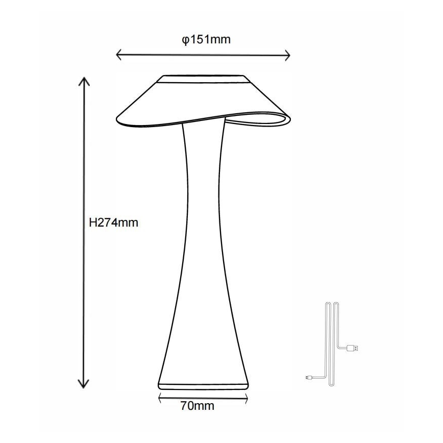 Globo - LED Hämardatav laetav laualamp LED/2,5W/3,7V 1200mAh 2700K/4500K/6500K must