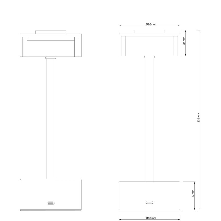 Globo - LED Hämardatav laetav puutetundlik laualamp LED/2,5W/3,7V 2700/4000/6500K 1800mAh messing