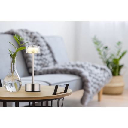 Globo - LED Hämardatav laetav puutetundlik laualamp LED/2,5W/3,7V 2700/4000/6500K 1800mAh matt kroom