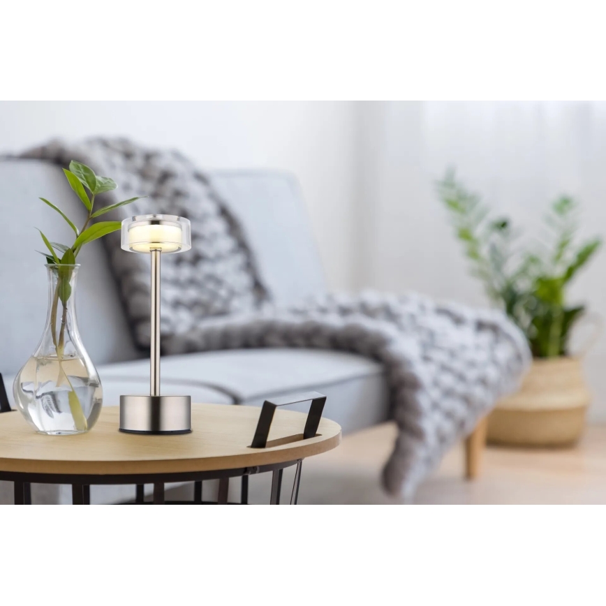 Globo - LED Hämardatav laetav puutetundlik laualamp LED/2,5W/3,7V 2700/4000/6500K 1800mAh matt kroom