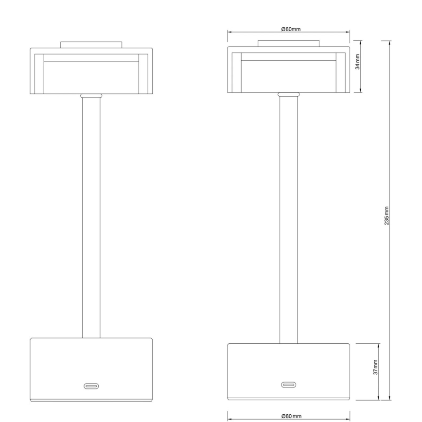Globo - LED Hämardatav laetav puutetundlik laualamp LED/2,5W/3,7V 2700/4000/6500K 1800mAh matt kroom