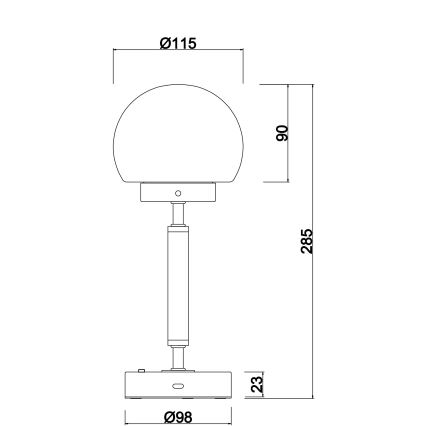 Globo - LED Hämardatav laetav puutetundlik laualamp LED/2,5W/5V 1800mAh 2700/4000/6500K messing