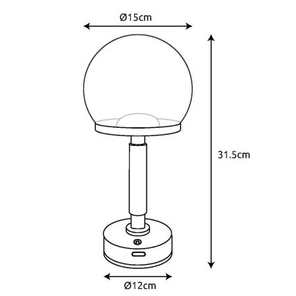 Globo - LED Hämardatav laetav puutetundlik laualamp LED/2,5W/5V 1800mAh 2700/4000/6500K Roosa kuldne