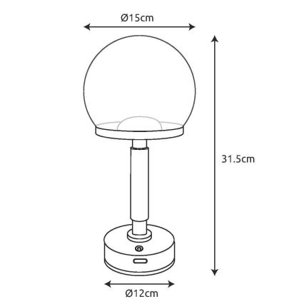 Globo - LED Hämardatav laetav puutetundlik laualamp LED/2,5W/5V 1800mAh 2700/4000/6500K must