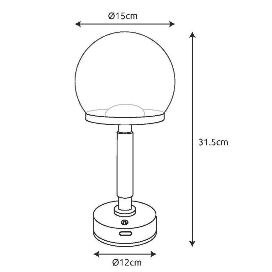 Globo - LED Hämardatav laetav puutetundlik laualamp LED/2,5W/5V 1800mAh 2700/4000/6500K must