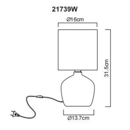 Globo - Laualamp 1xE14/40W/230V valge