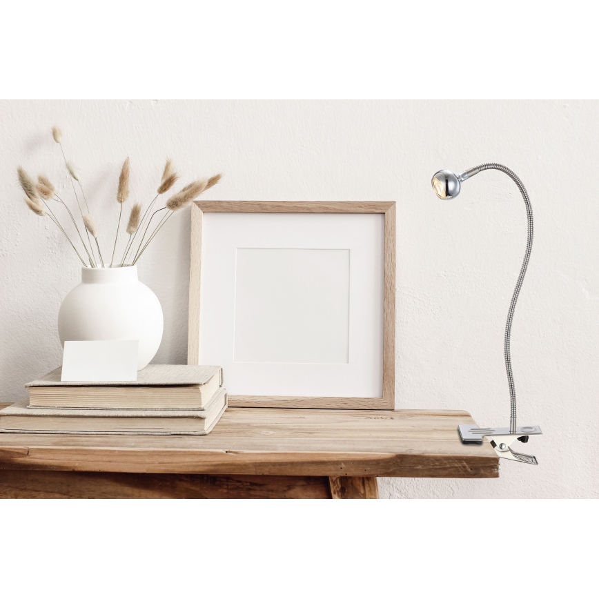 Globo - LED Paindlik väike lamp klambriga LED/3W/230V matt kroom