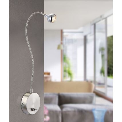 Globo - LED Paindlik väike lamp LED/3W/230V läikiv kroom