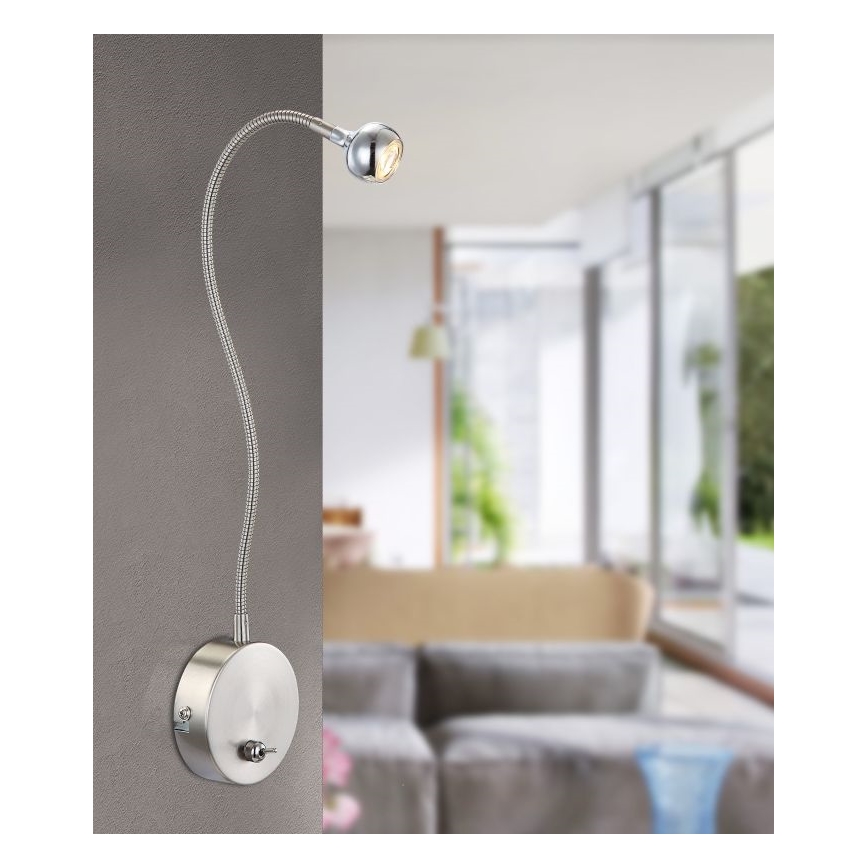 Globo - LED Paindlik väike lamp LED/3W/230V läikiv kroom
