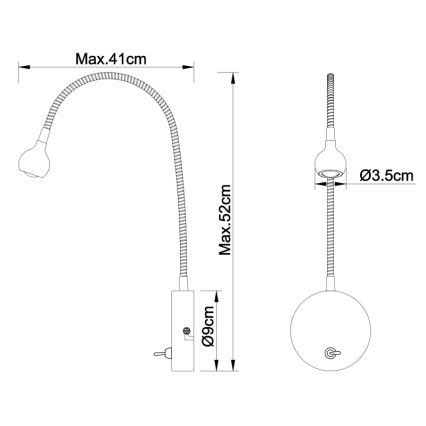 Globo - LED Paindlik väike lamp LED/3W/230V läikiv kroom
