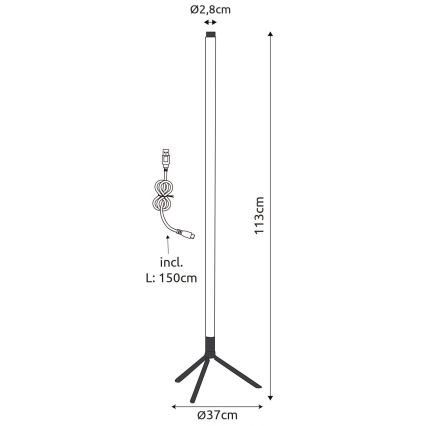Globo - LED RGB reguleeritav põrandalamp LED/7W/5V + kaugjuhtimispult
