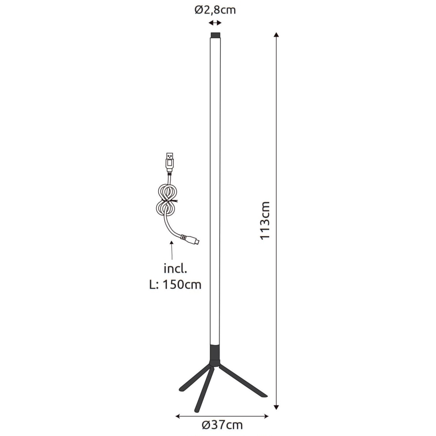 Globo - LED RGB Hämardatav põrandalamp LED/7W/5V + kaugjuhtimispult