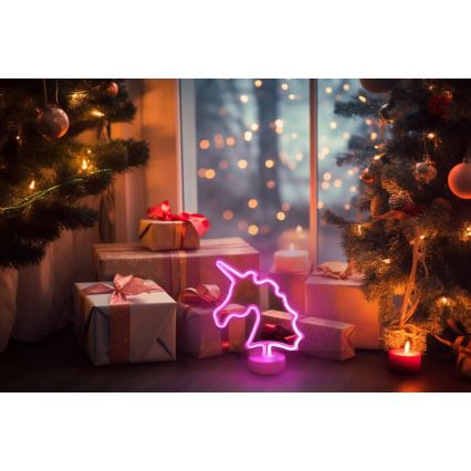 Globo - LED Neoon lauakaunistus LED/2W/3xAA ükssarvik
