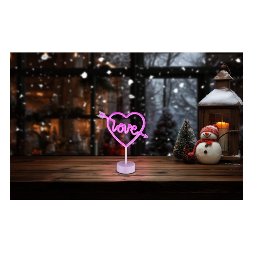 Globo - LED Neoon laud kaunistus LED/2W/3xAA süda