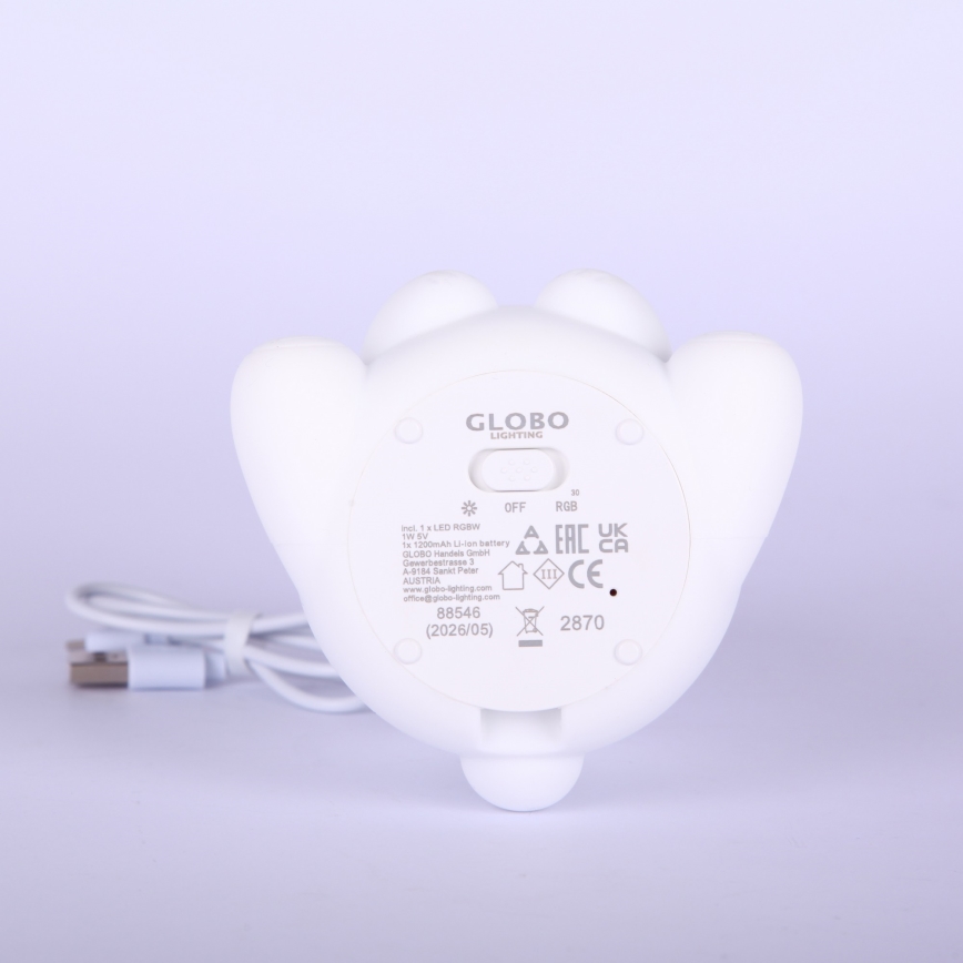 Globo - karukujuline LED RGBW hämardatav laetav laste öölamp LED/1W/5V 1200 mAh