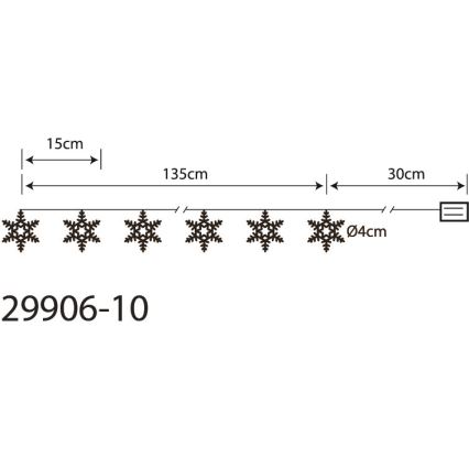 Globo 29906-10 - LED Dekoratiivne valguskett 10xLED/0,03W/2xAA
