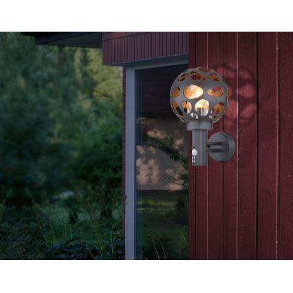 Globo - Väli seinavalgusti anduriga 1xE27/15W/230V IP44