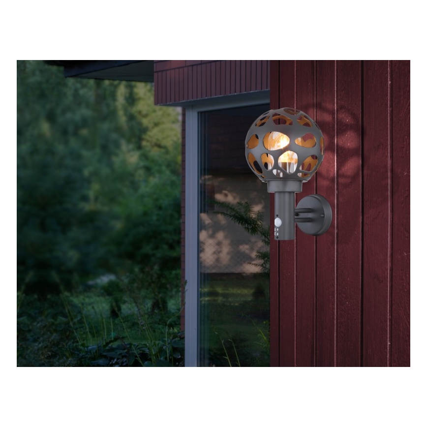 Globo - Väli seinavalgusti anduriga 1xE27/15W/230V IP44