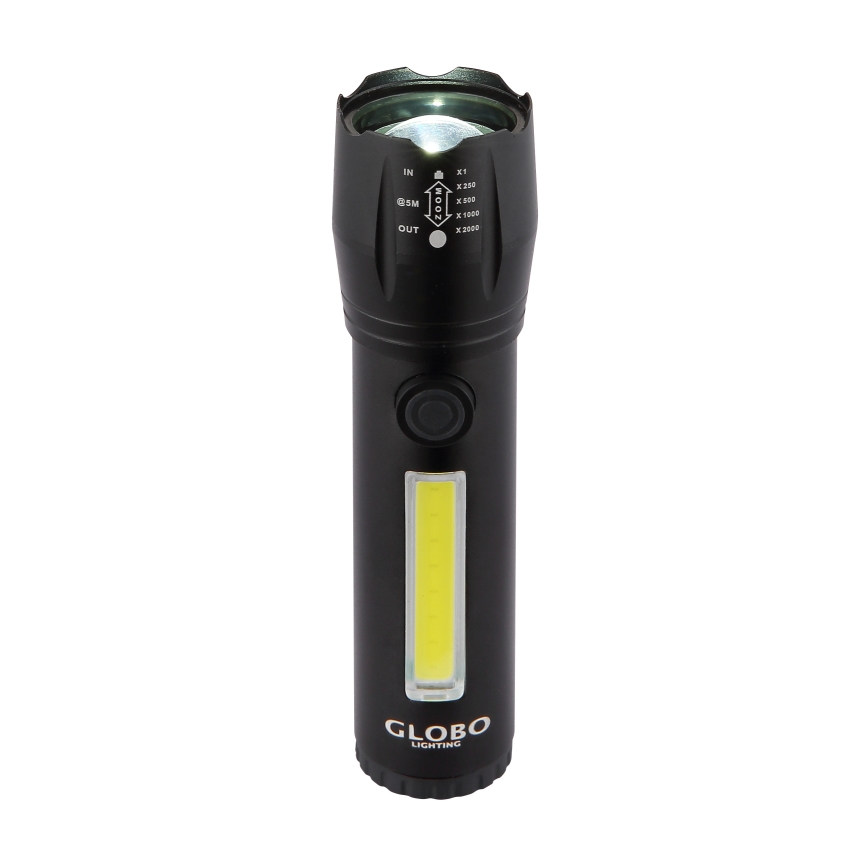 Globo - LED Laetav taskulamp LED/3W/5V + COB/3W 5500K 1200 mAh