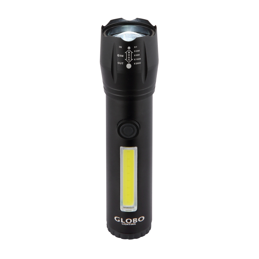 Globo - LED Laetav taskulamp LED/3W/5V + COB/3W 5500K 1200 mAh