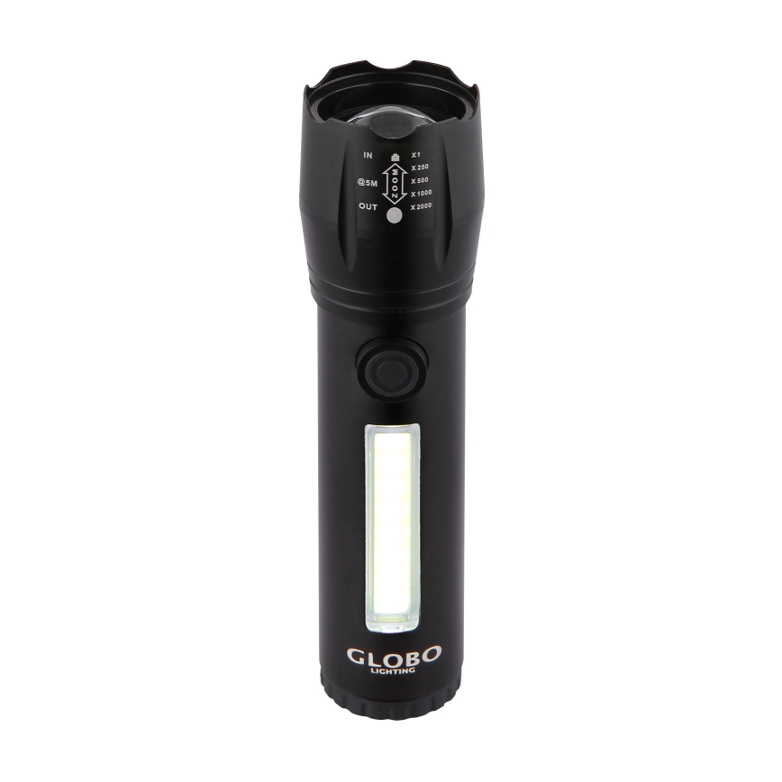 Globo - LED Laetav taskulamp LED/3W/5V + COB/3W 5500K 1200 mAh