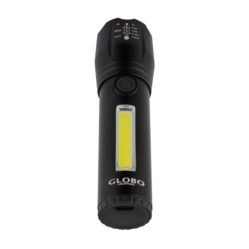 Globo - LED Laetav taskulamp LED/3W/5V + COB/3W 5500K 1200 mAh