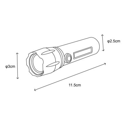 Globo - LED Laetav taskulamp LED/3W/5V + COB/3W 5500K 1200 mAh