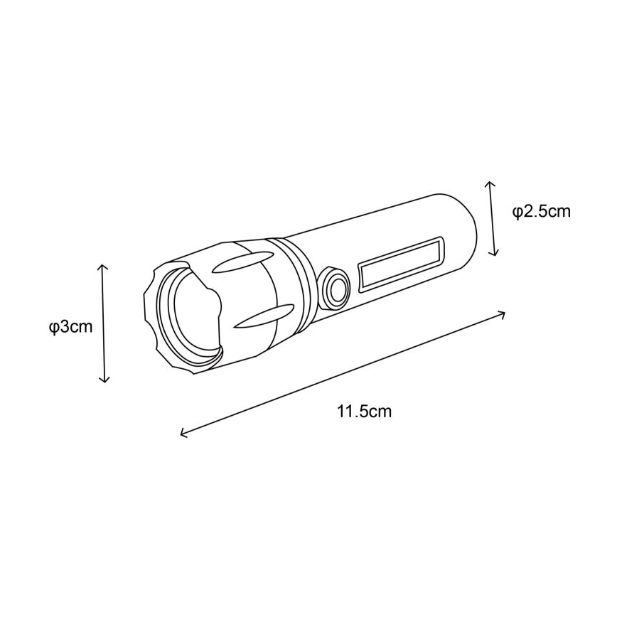 Globo - LED Laetav taskulamp LED/3W/5V + COB/3W 5500K 1200 mAh