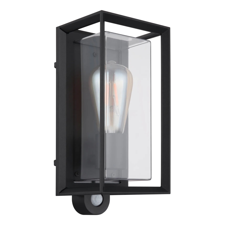 Globo - Väli seinavalgusti koos anduriga 1xE27/60W/230V IP44 must