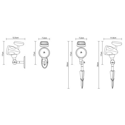 Globo - LED Päikesepaneeliga valgustus 3xLED/0,06W IP44