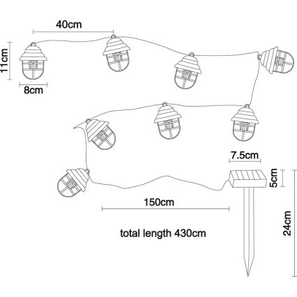 Globo - LED Päikesepaneeliga dekoratiivne valgusti 8xLED/3,2V IP44
