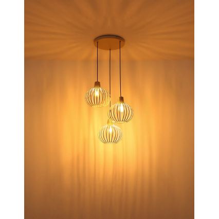 Globo - Rippvalgusti kaabliga 3xE27/40W/230V beež