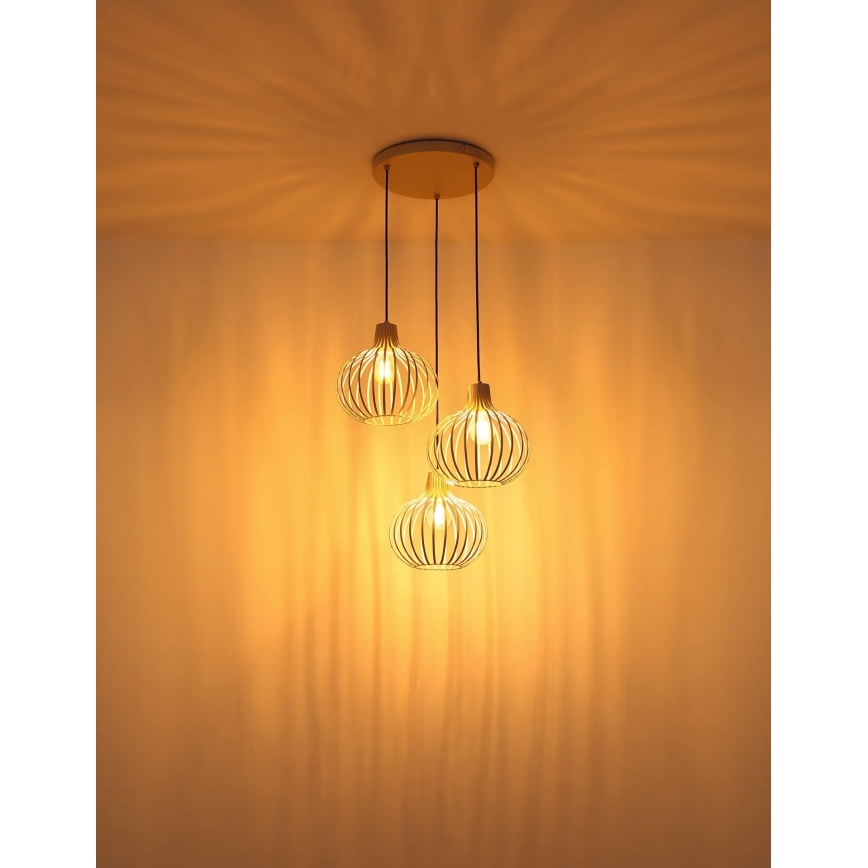 Globo - Rippvalgusti kaabliga 3xE27/40W/230V beež