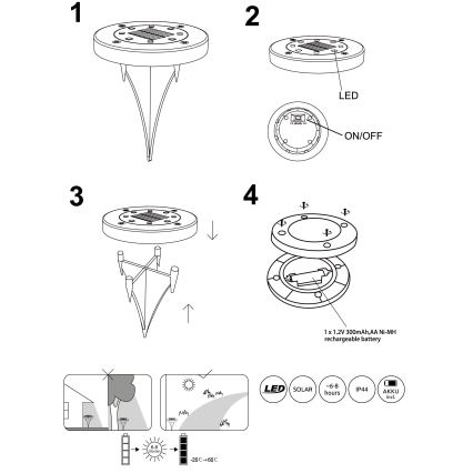 Globo - Komplekt 2x LED Päikesepaneeliga valgusti LED/0,8W/3V IP44