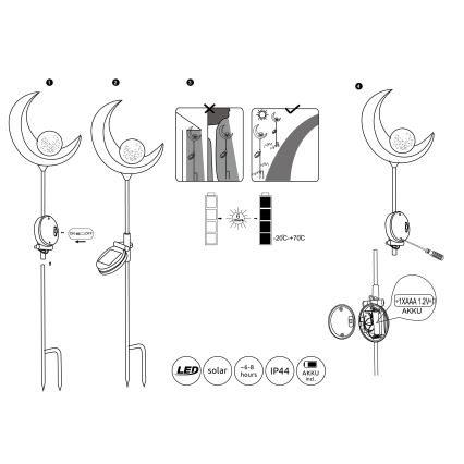 Globo - LED Päikesepaneeliga valgusti LED/0,02W/3V 600mAh IP44 pronks