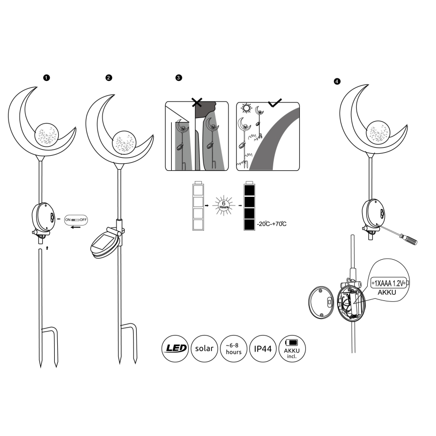 Globo - LED Päikesepaneeliga valgusti LED/0,02W/3V 600mAh IP44 pronks