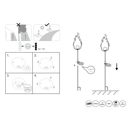 Globo - LED Päikesepaneeliga valgusti LED/0,04W/3V IP44