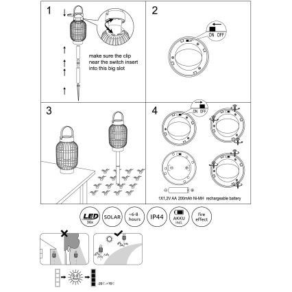Globo - LED Päikesepaneeliga valgusti LED/1,44W/2,2V 1800K IP44