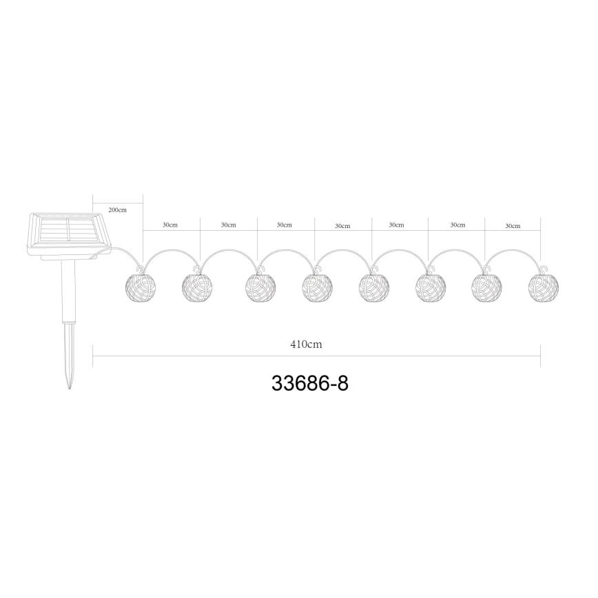 Globo - LED Päikesepaneeliga dekoratiivne kett 98xLED/0,1W/3V 410 cm IP44