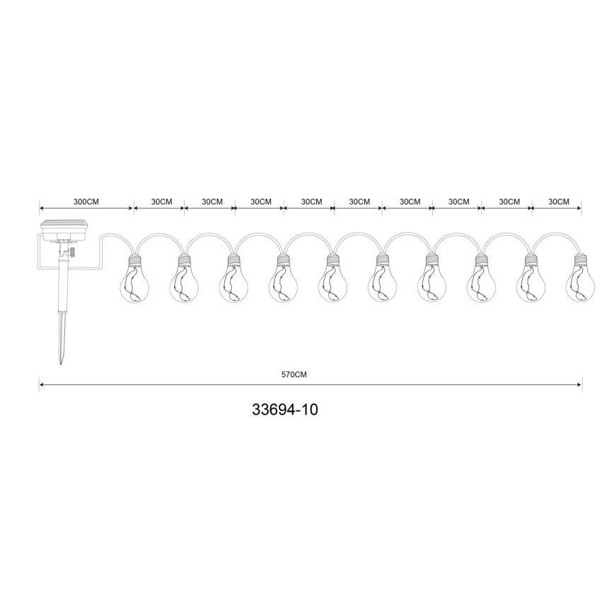 Globo - LED Päikesepaneeliga dekoratiivne kett 50xLED/0,06W/3,2V 570 cm IP44